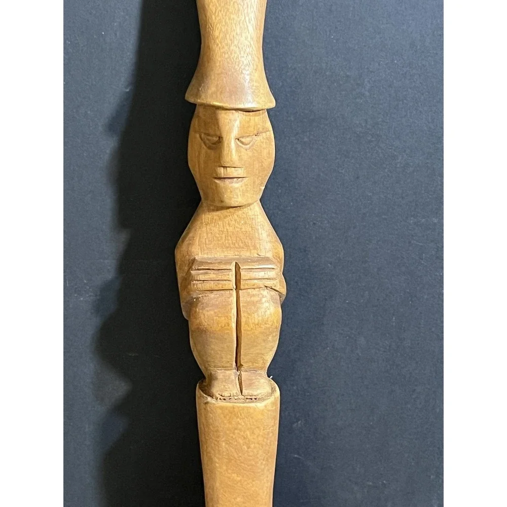 Wood Salad Fork & Spoon‎ Mid Century Tribal Hand Carved Decor 12